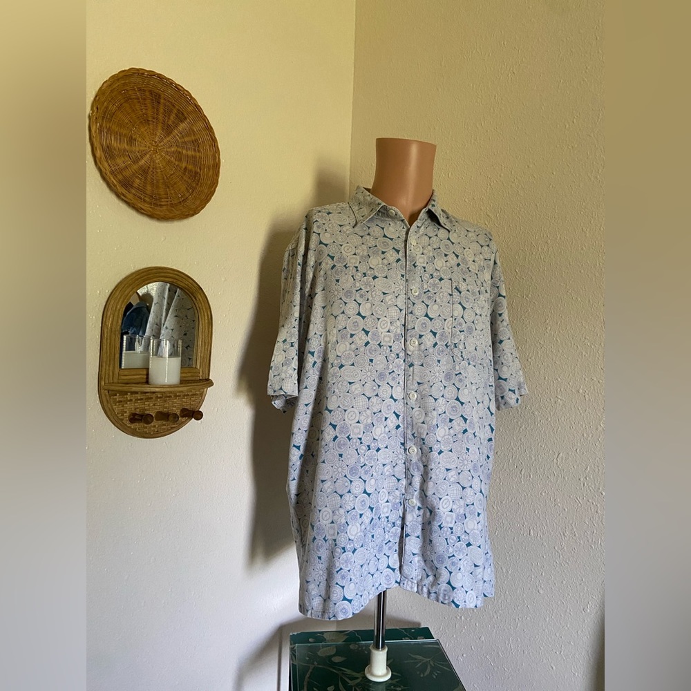 Vintage Silk Circa 1969 | 100% Silk Clocks Mechanics Button-Down